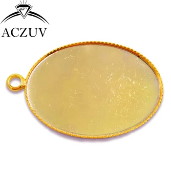 

200pcs Gold Plated 13x18mm 18x25mm 30x40mm Teeth Oval Pendant Tray Bezel Pendant Blank Pendant Base Cabochon Setting OTB003