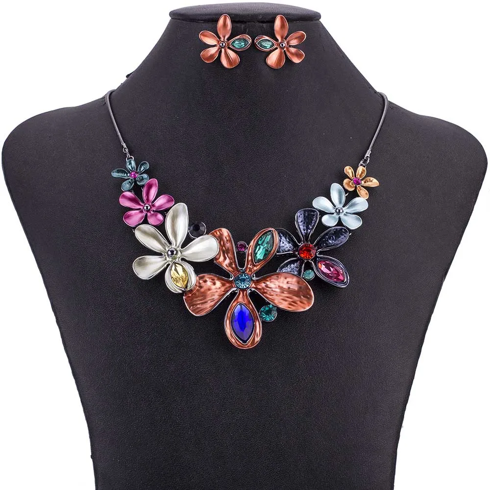 

MS1505045 Fashion Jewelry Set Flower Design Colorful Metal Pendant High Quality Lead&Nickle Free Wedding Jewelry