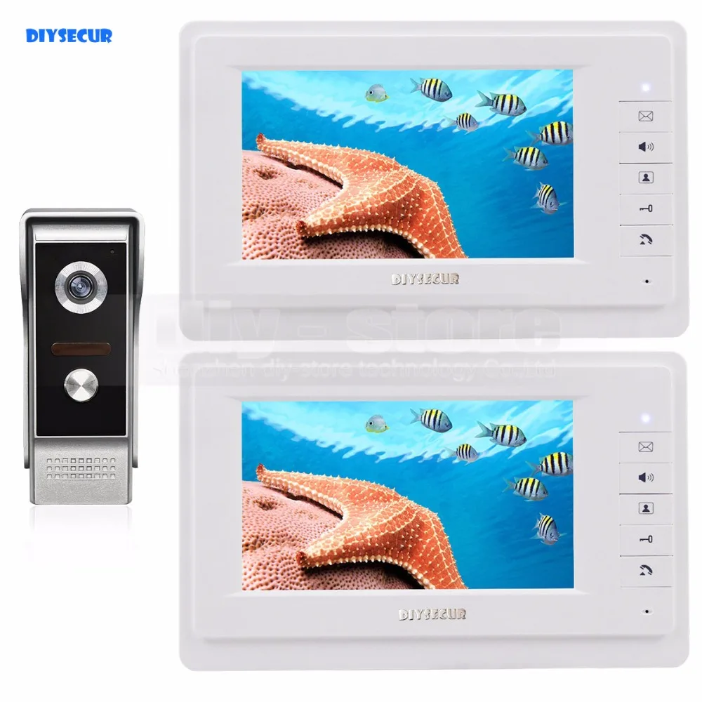 

DIYSECUR 7 inch TFT Color LCD Display Video Door Phone Video Intercom Doorbell 700TVLine HD IR Night Vision Camera 1V2