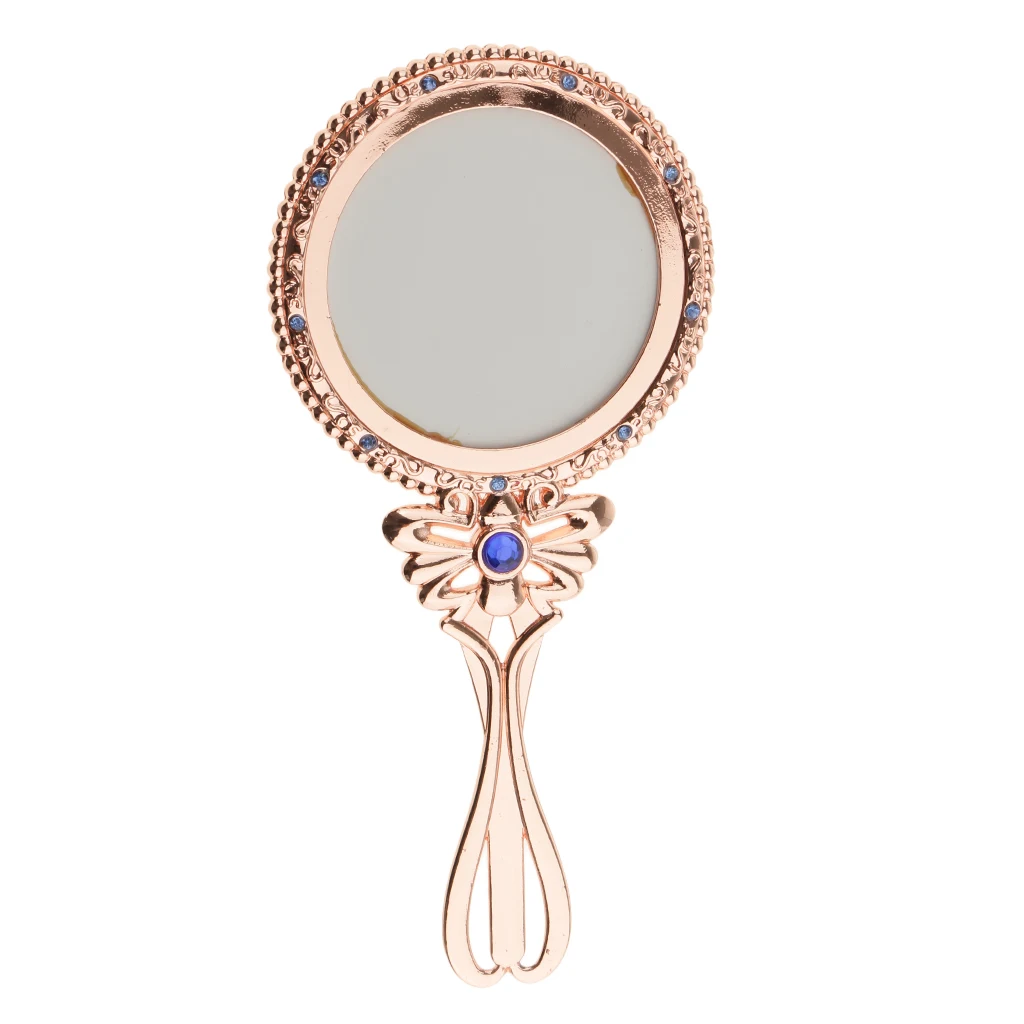 Vintage Handheld Cosmetic Ladies Mirror for Makeup Beauty Retro Magic Makeup Hand Mirror for Travel Makeup Tool