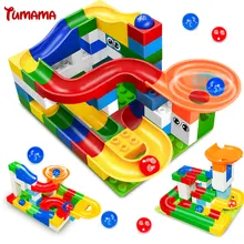 Tumama 52pcs DIY Construction Marble Race Run Maze Balls Track Kids Children Gaming Building Blocks Toys Compatible With Duplo