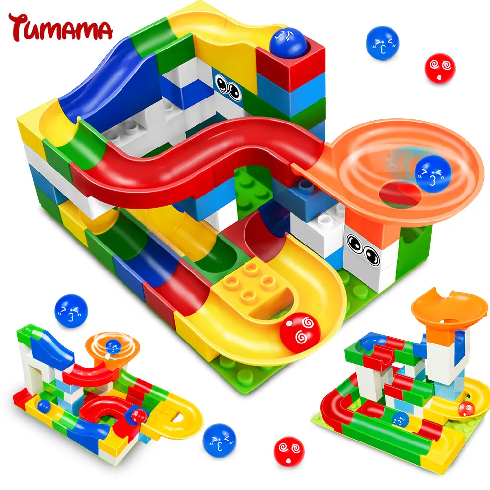 Tumama 52pcs DIY Construction Marble Race Run Maze Balls Track Kids Children Gaming Building Blocks font