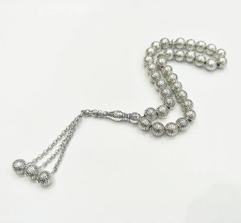 

9mm silver plated beads with 33 muslim Prayer Beads Islamic Muslim Tasbih tesbih subaha Allah Mohammed for women men