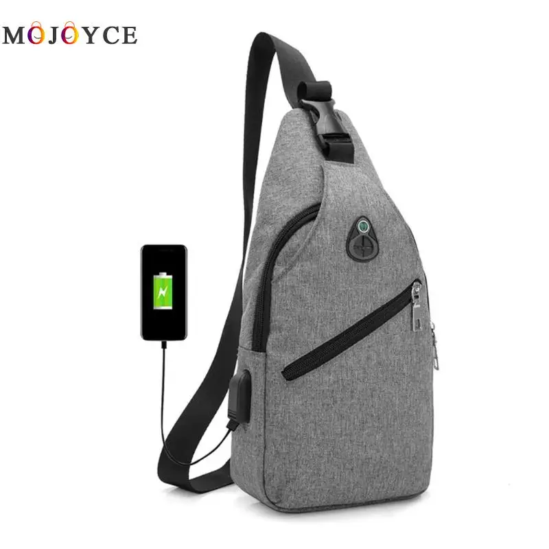 

Men USB Charging Nylon Chest Bag Single Shoulder Strap Pack Handbag Female Casual Crossbody Bag Bolsa Masculina