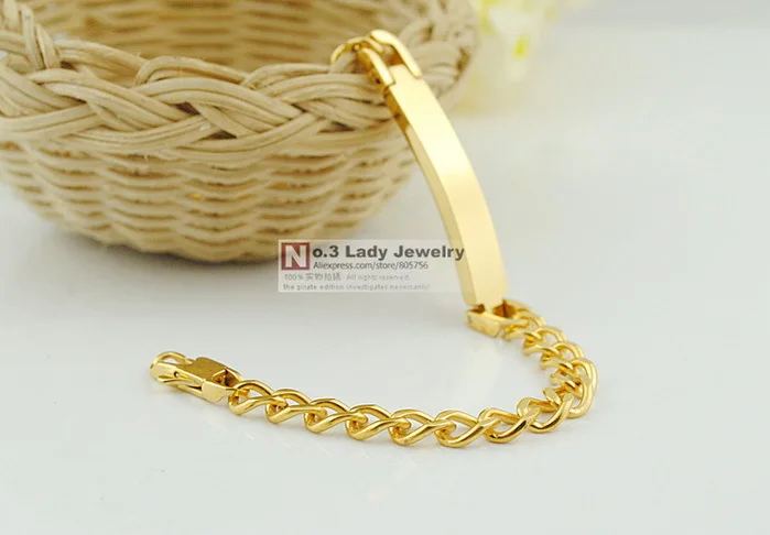 Браслеты из нержавеющей стали золотого цвета для женщин ID ручная цепочка и