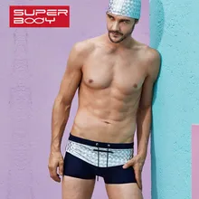 Бренд superbody мужские пляжные шорты серебряные Лоскутные Горячие пружины для отдыха плавки с плоским углом