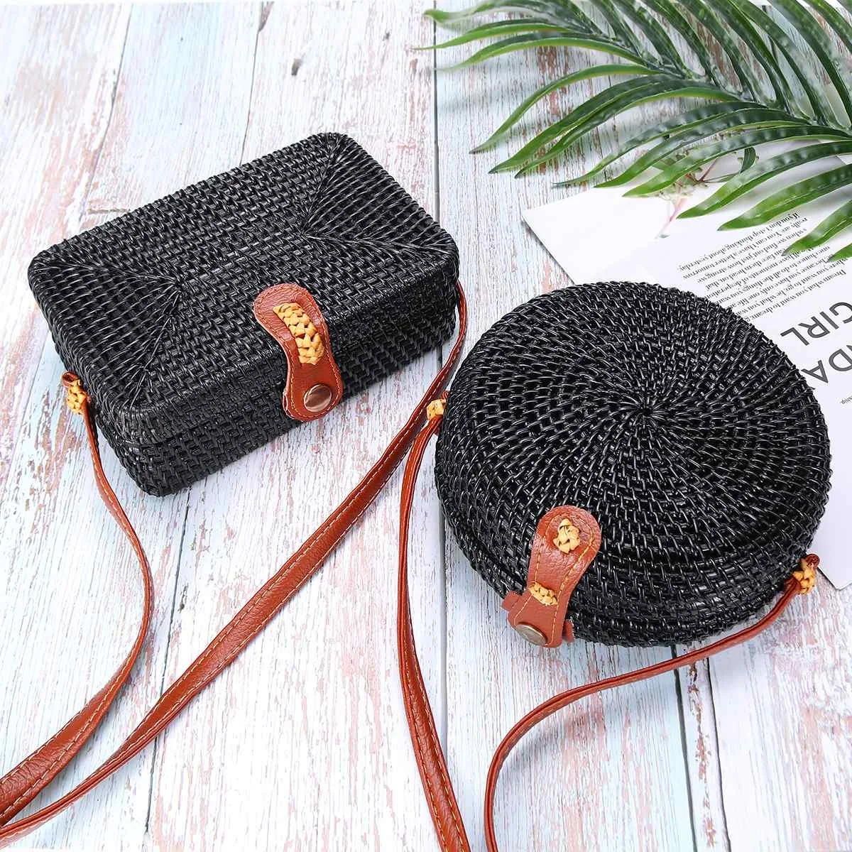 

Summer Beach Rattan Bags for Women 2019 Round Square Straw Bag Circle Bohemia Crossbody Handbags Ladies Shoulder Bags
