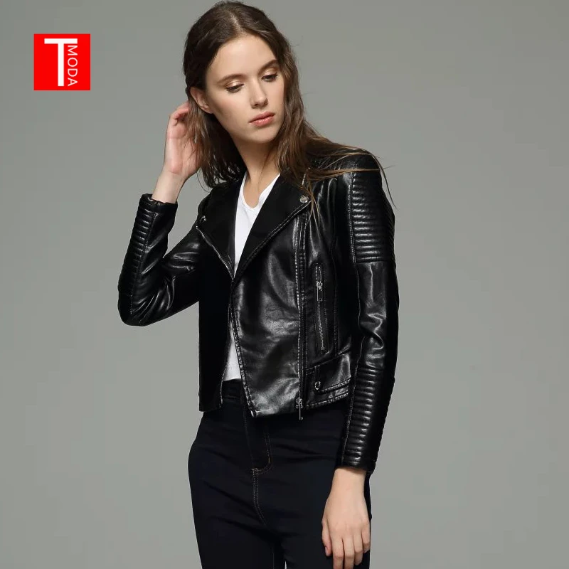 

2018 New Autumn Winter Women Soft Faux Leather Jackets and Coats Lady PU Motorcycle Black Zipper Coat Streetwear Biker Outerwear