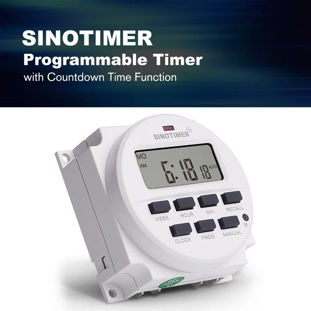 SINOTIMER, TM618N-2, 220 В, ЖК-цифровой программируемый таймер переменного тока с UL, реле внутри с функцией обратного отсчета времени