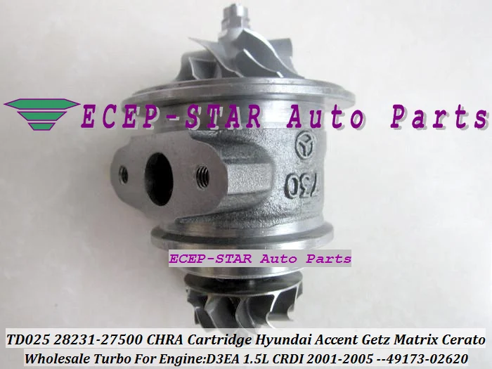 Картридж Turbo CHRA TD025 28231-27500 49173-02620 49173-02622 для HYUNDAI акцент Гетц Matrix KIA Cerato Rio D3EA 1.5L CRDI |