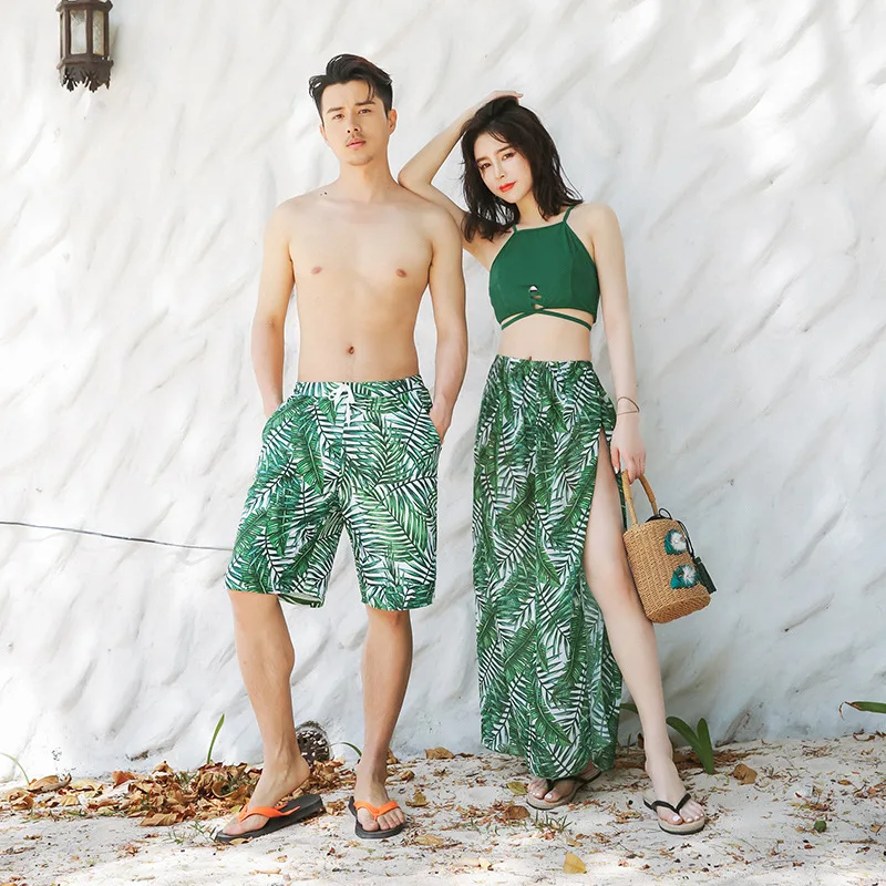 

ZOGAA 2019 New Couples Women's Split Three-piece Slim Top Skirt Casual Fashion Holiday Clothing Men's Beach Shorts