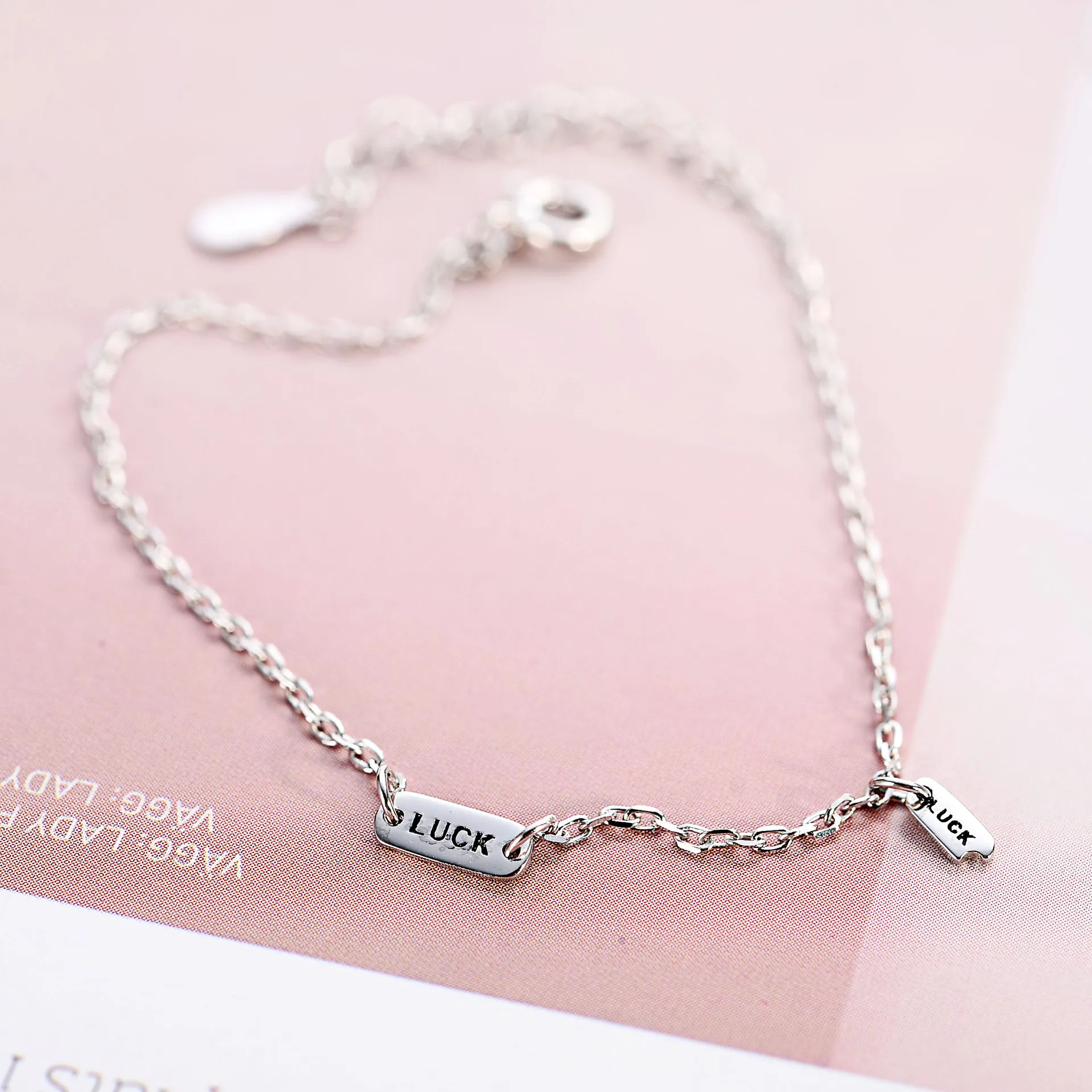 letter LUCK bracelet 100% 925 Sterling Silver Jewelry fashion hypoallergenic bracelets for girl gift