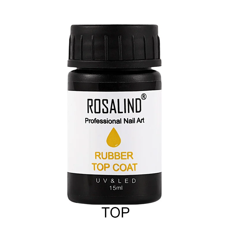 

ROSALIND Rubber Top Coat 15ml Quality Nail Top and base for gel varnish Soak Off UV LED Gel Nail Polish stamping polish