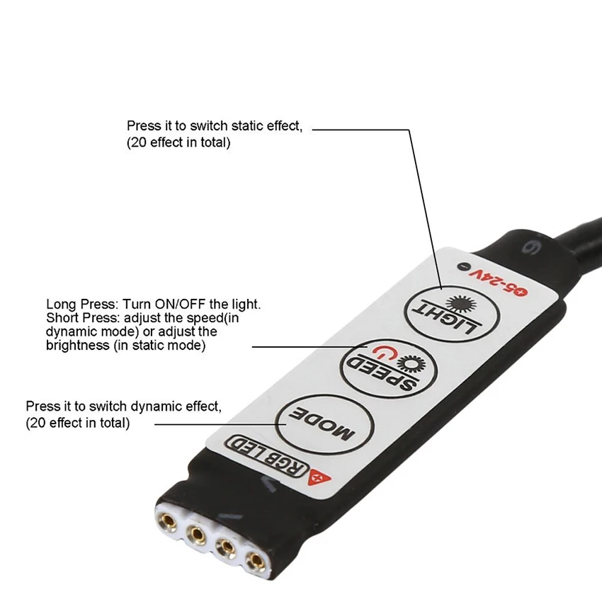 50 см 100 см DC5-24V USB RGB контроллер светодиодный диммер с 3 клавишами 4Pin гнездовой разъем для RGB Led USB полосы