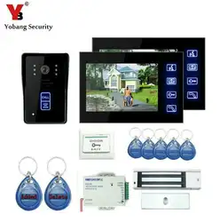 Yobangsecurity сенсорный ключ 7 "дюймов видео-телефон двери Дверные звонки домофон Системы с RFID брелков, электронный замок, питание