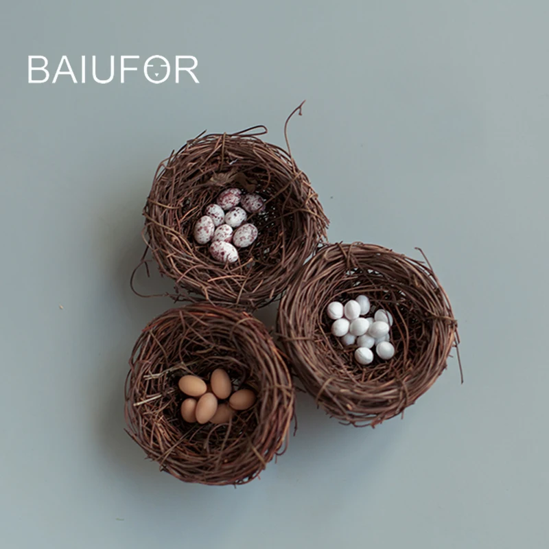 Goedkoop ZAKKA Mini Kunstmatige Bruin Nest Simulatie Ei Modellen Kinderen Speelhuis Speelgoed DIY Tuin Decoratie Micro Landschap Accessoires
