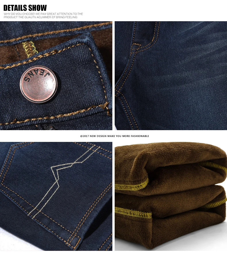 AIRGRACIAS Новые мужские теплые джинсы высокого качества от известного бренда осень-зима джинсы из плотного флиса Мужские джинсы длинные брюки 28-42