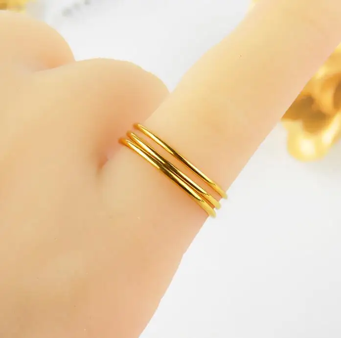 Подлинное кольцо из желтого золота 24 K, Женское кольцо на палец
