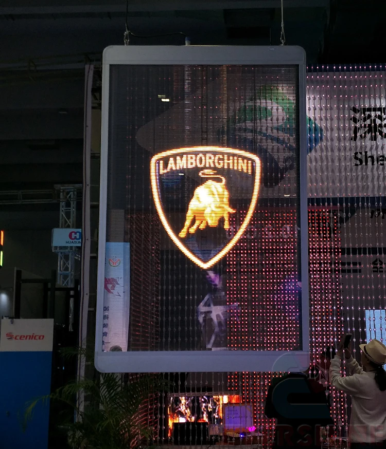 2017 the most popular high brightness window glass curtain transparent led display screen usage for bank, supermarket, theater, business street (8)
