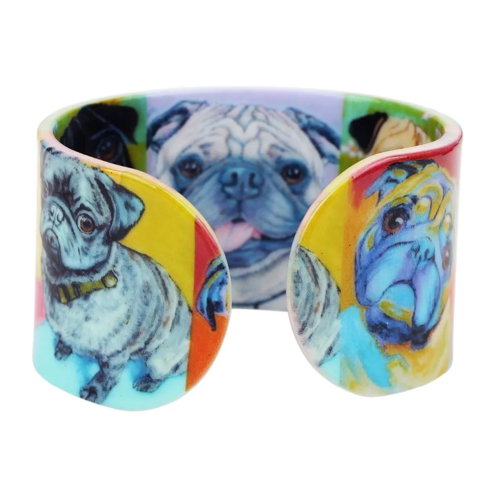 Bonsny Plastic Animal French Bulldog Pug Dog Bangle Bracelet Indian Fashion Jewelry For Women Girl Wholesale Craft Accessories - Image 3