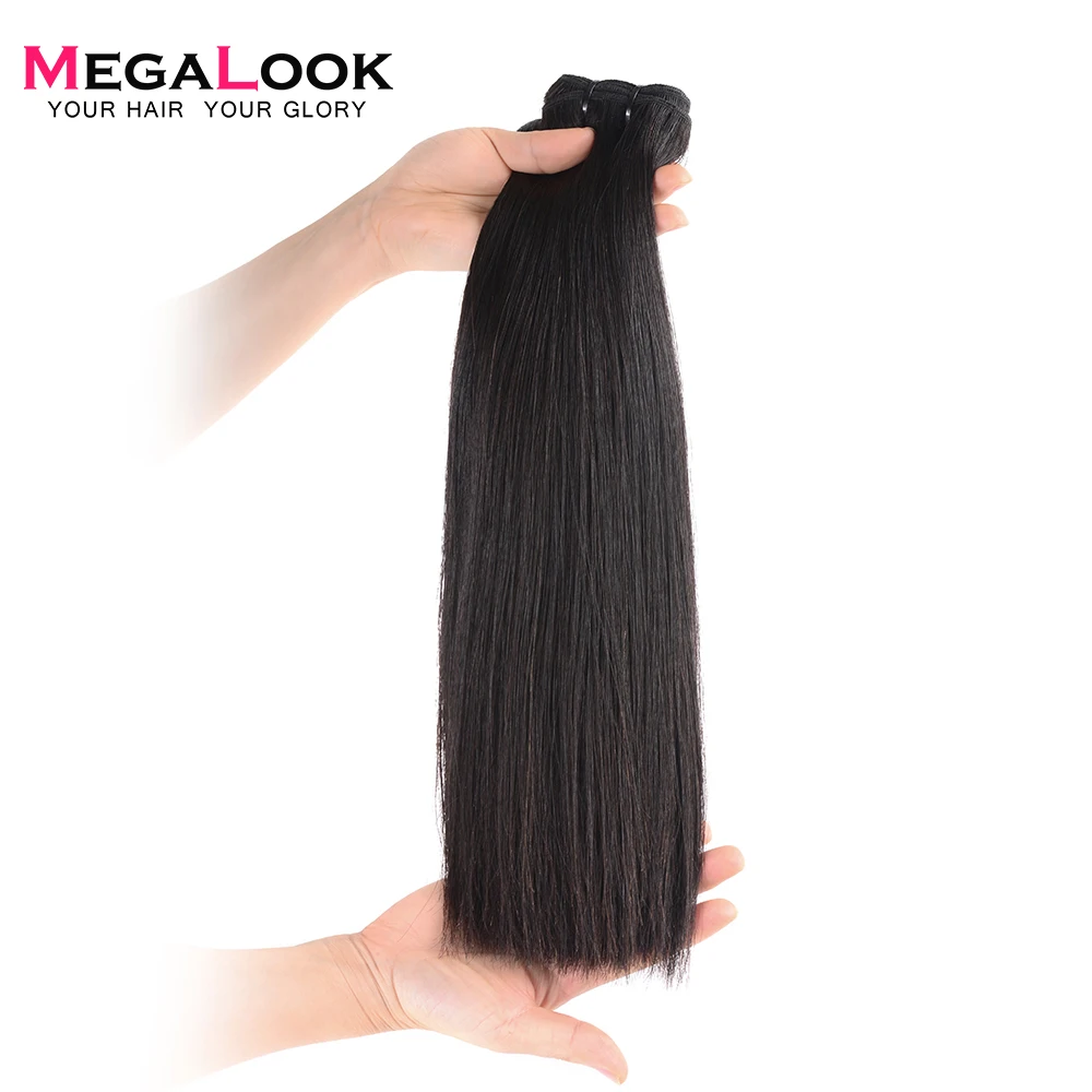 Super Double Drawn Hair Brazilian Raw Virgin Unprocessed Straight Human Hair Bundles with Closure 100% Hair Weave Megalook Super Double Drawn Hair Brazilian Raw Virgin Unprocessed Straight Human Hair Bundles with Closure 100% Hair Weave Megalook