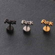 1 пара серебряных черных золотых титановых стальных английских букв для мужчин и женщин s серьги-гвоздики в стиле хип-хоп панк ювелирные изделия серьги-гвоздики для мужчин и женщин