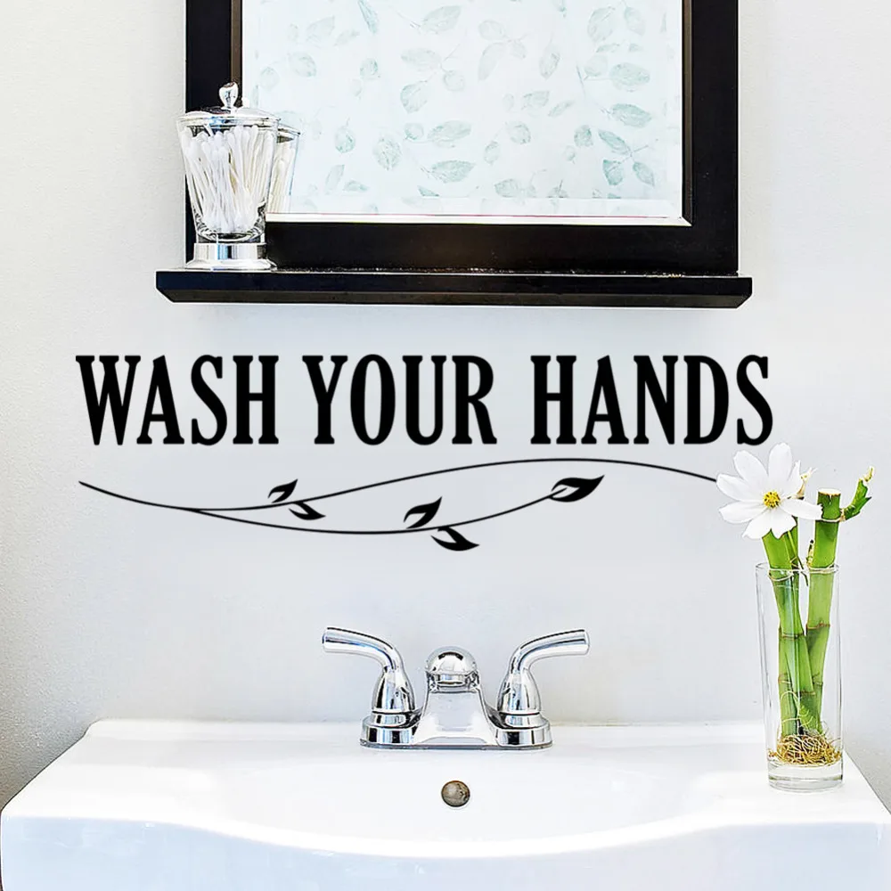 Wash your hands wall sticker quotes Bathroom toilet wall ...