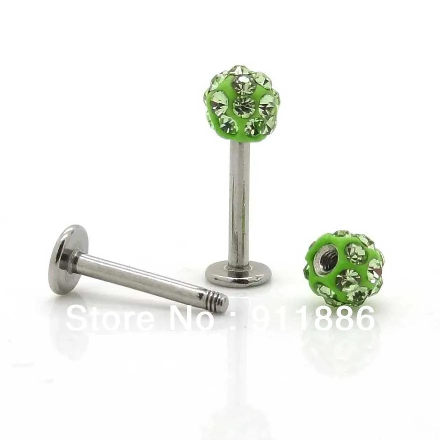 16G Labret Lip Ring Stainless Steel Tragus Earrings Green Macrame Disco Ball Helix Bar Stud Body Piercing Jewelry Lobe Rings | Украшения и