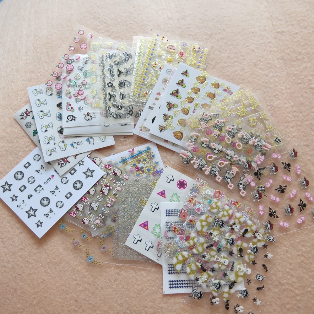 

50PCS/lot Nail Art Cute Different Designs Mixed Sticker Nail Art Sticker without package