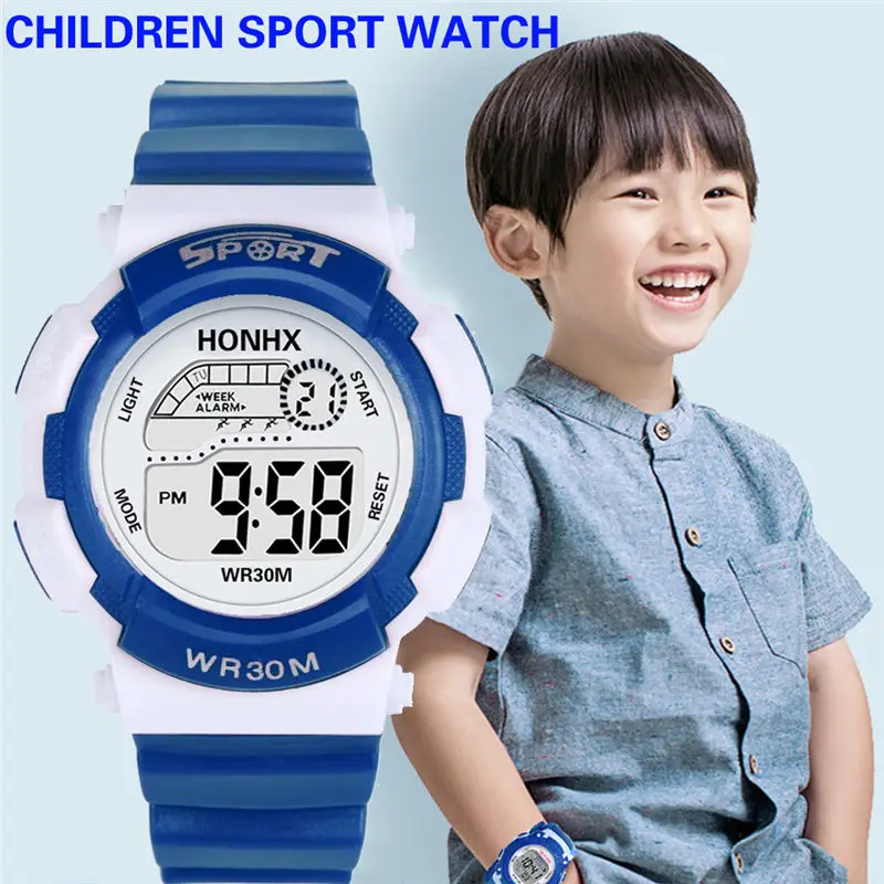 

2019 Fashion Child Digital LED Analog Quartz Alarm Date Sports Wrist Watch 097N