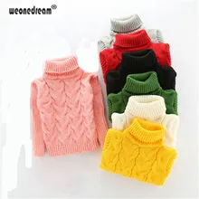 Weonedream/на осень-зиму чистый цвет для мальчиков и девочек толстые Вязание Высокий воротник рубашки, пуловер с длинным рукавом свитер