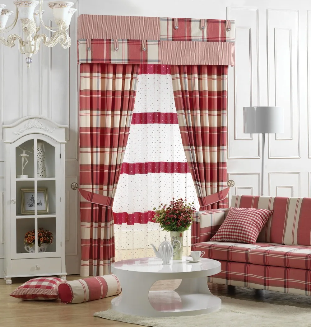 Rode Plaid Verduisteringsgordijnen Voor Woonkamer Balkon Volant ... Rode Plaid Verduisteringsgordijnen Voor Woonkamer Balkon Volant ...