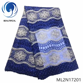 

BEAUTIFICAL French lace fabrics 5yards mush tulle lace fabric for dress Latest style embroidery lace fabric with stones ML2N172