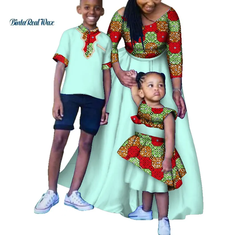 Одежда в африканском стиле; длинные платья с принтом для женщин; платье для мамы и дочки; комплект из рубашки и штанов для сына; семейная одежда в африканском стиле; WYQ183 - Цвет: 9