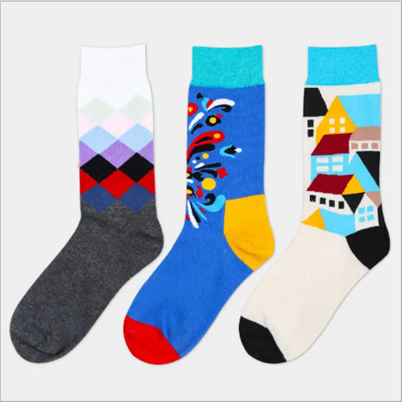Модные Дизайнерские мужские хлопковые носки, спортивные носки, повседневные мужские дышащие цветные носки для мужчин, носки для мальчиков