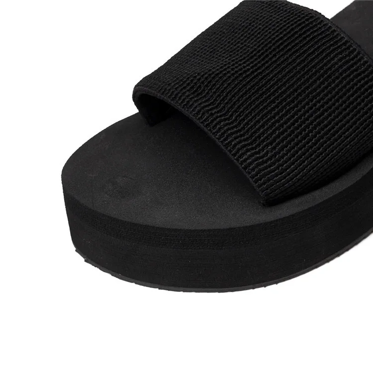 Summer Woman Shoes High Heel Slippers Platform bath slippers Wedge Beach Flip Flops  For Women Brand Black EVA Ladies Shoes (37)