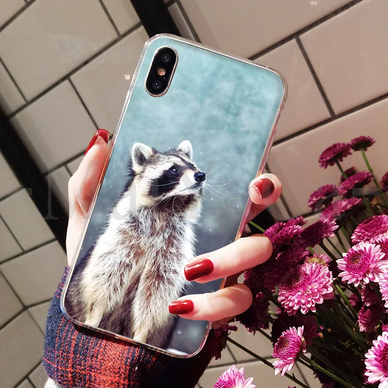 MaiYaCa животных енот Искусство Новый Забавный чехол для телефона Apple iPhone 8 7 6 6S Plus X XS