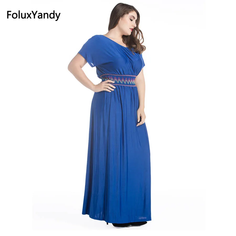 

Bohemian Long Dress Women Brand New Summer Style Plus Size 3 4 5 6 7 XL Short Sleeve A-line Dress Vestidos CMC65
