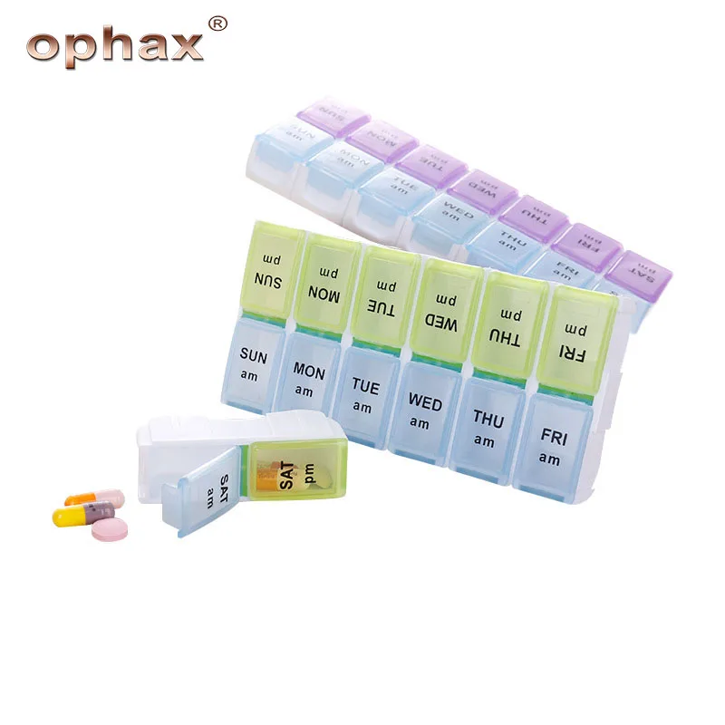 

OPHAX 14 Slots 7 Days Weekly Pill Organizer Portable Multifunction Pill Medicine Box Holder Storage Container Medical kit health