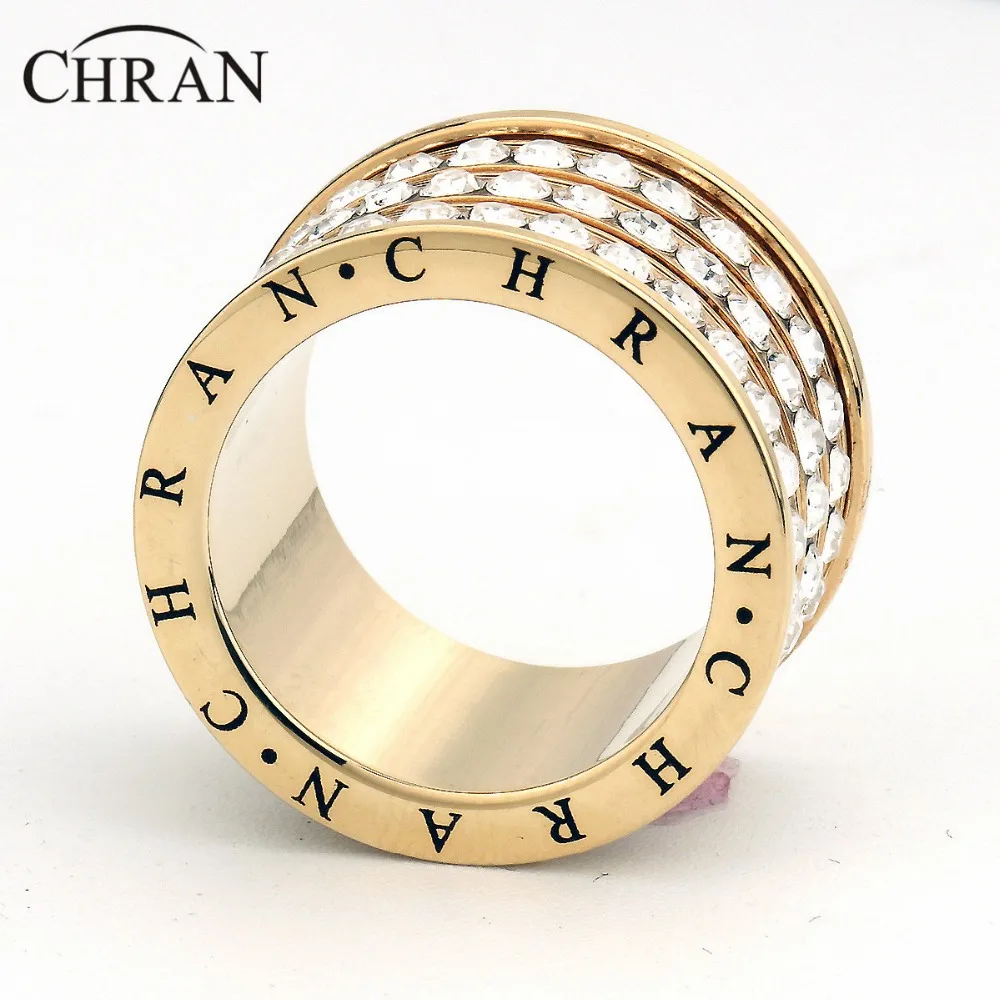 Chran Fashion 3 Pave полный кристалл большие свадебные кольца для женщин романтическое кольцо с кубическим цирконием Bague Femme Золотое женское кольцо