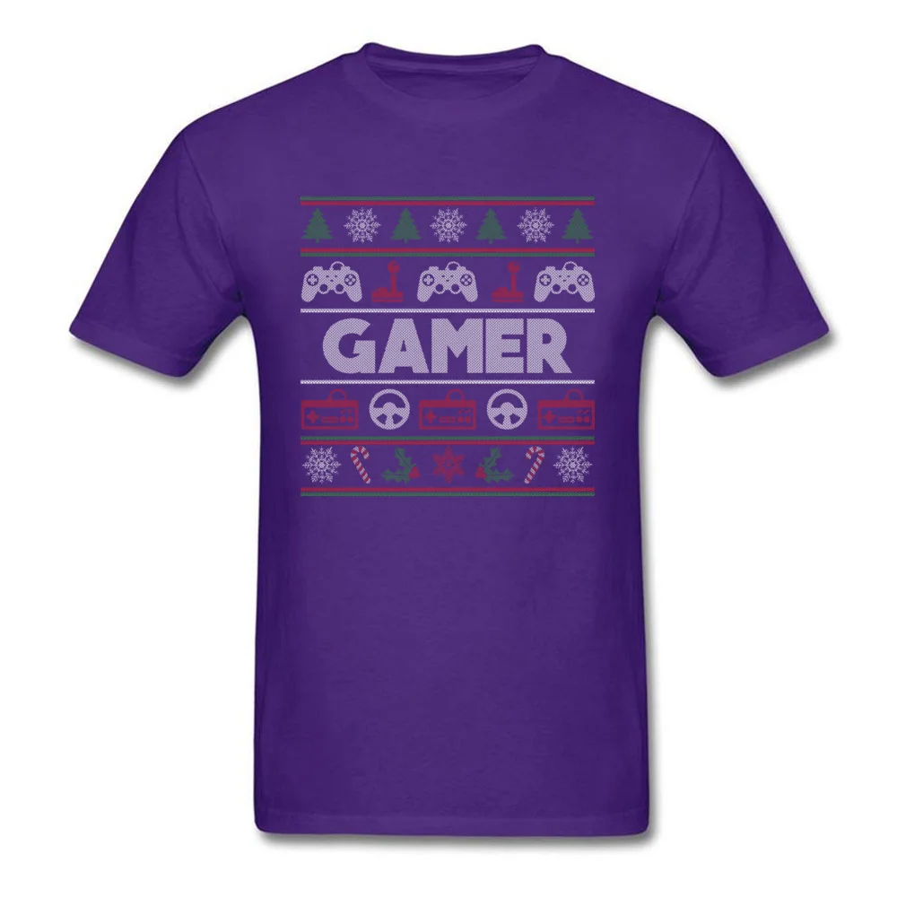 Gamer Ugly Christmas Sweater Tops Shirt 2018 Newest Crewneck Casual Short Sleeve 100% Cotton Men T-shirts Casual Tee Shirts Gamer Ugly Christmas Sweater purple