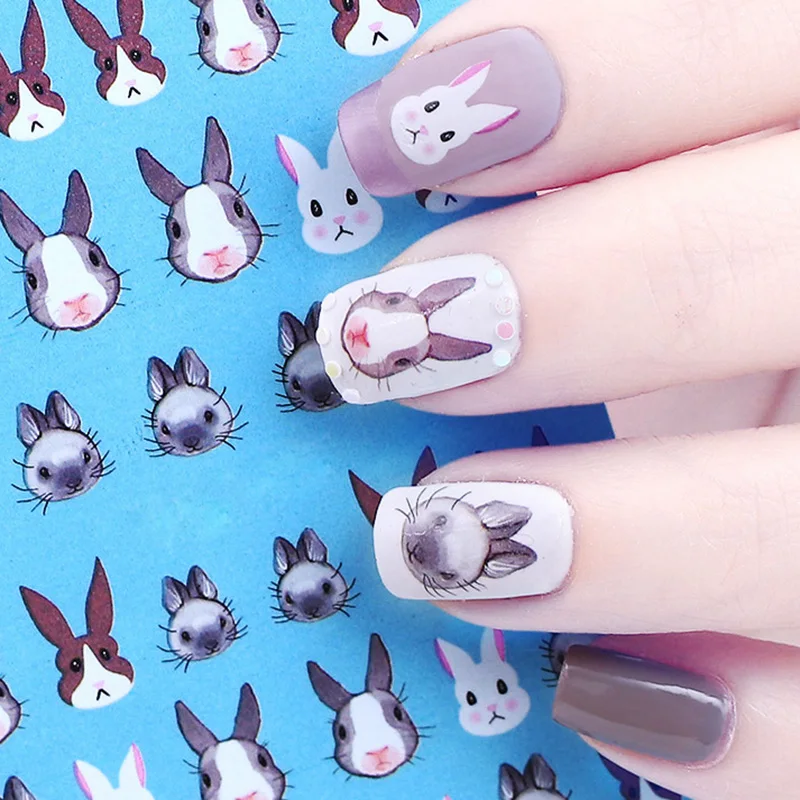 BORN PRETTY Rabbit наклейка для ногтей с водой милый кролик переводная наклейка 12,8*5,5 см DIY маникюр украшения для ногтей