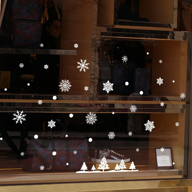 Снежинка Рождественская елка Электростатическая наклейка оконная стеклянная Рождественская Наклейка на стену s домашний декор новогодние обои