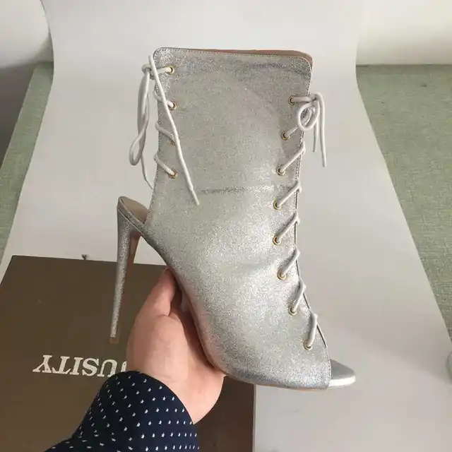 sparkly silver booties
