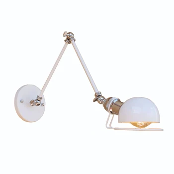 

White Vintage industrial style loft creative minimalist long arm wall lamp adjustable Handle Metal Rustic Light Sconce Fixtures