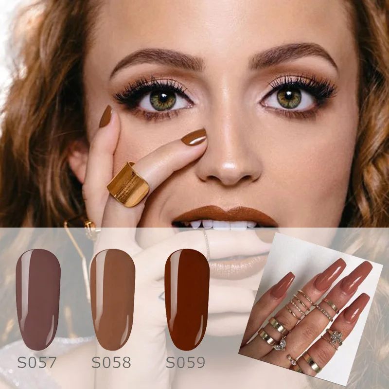 NEWARTIST 7ml Nail Gel Polish Pure Color Butterum Brown Series S056 060 UV LED Soak off Lakiery