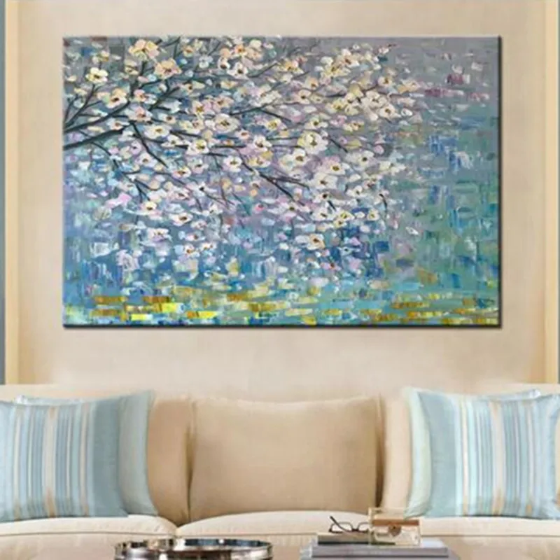 

Modern Home Decor Large Knife Blossoming Floral Paintings Hand Painted Abstract Flower Oil Painting On Canvas Wall Art Pictures