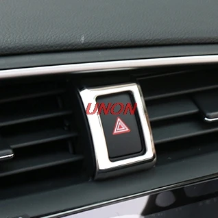 

Unon Stainless Steel warning light button Frame Stickers For Honda Civic 2016 2017 car styling Interior Decoration