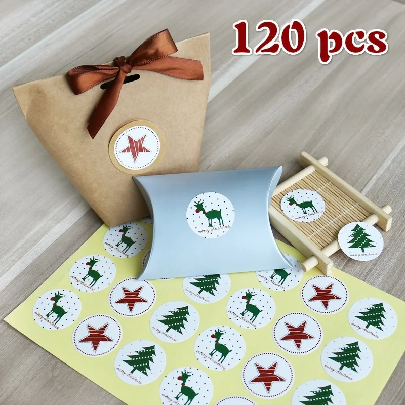 

120 Pcs Christmas Paper Sticker Elk Merry Christmas Tree Seal Sticker DIY Paper Label Kids Stationery Scrapbook Decor Stickers