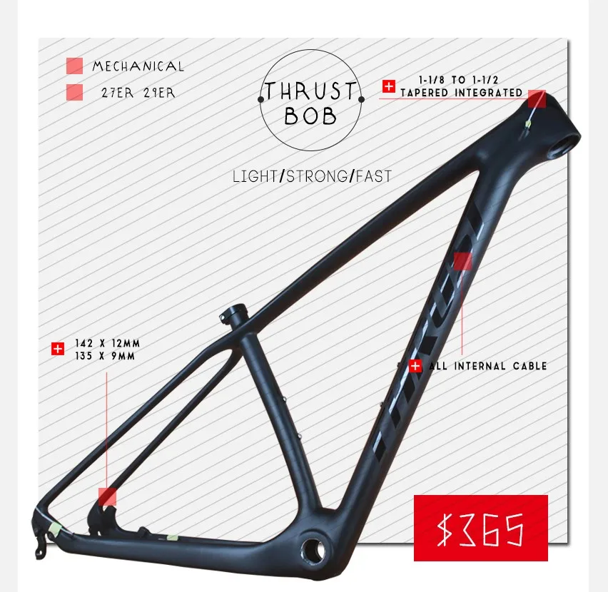 THRUST  Carbon Frames 15/17/19 INCHES 29er 27er  Carbon Mountain Bike Frameset Free Shipping carbon mtb frame